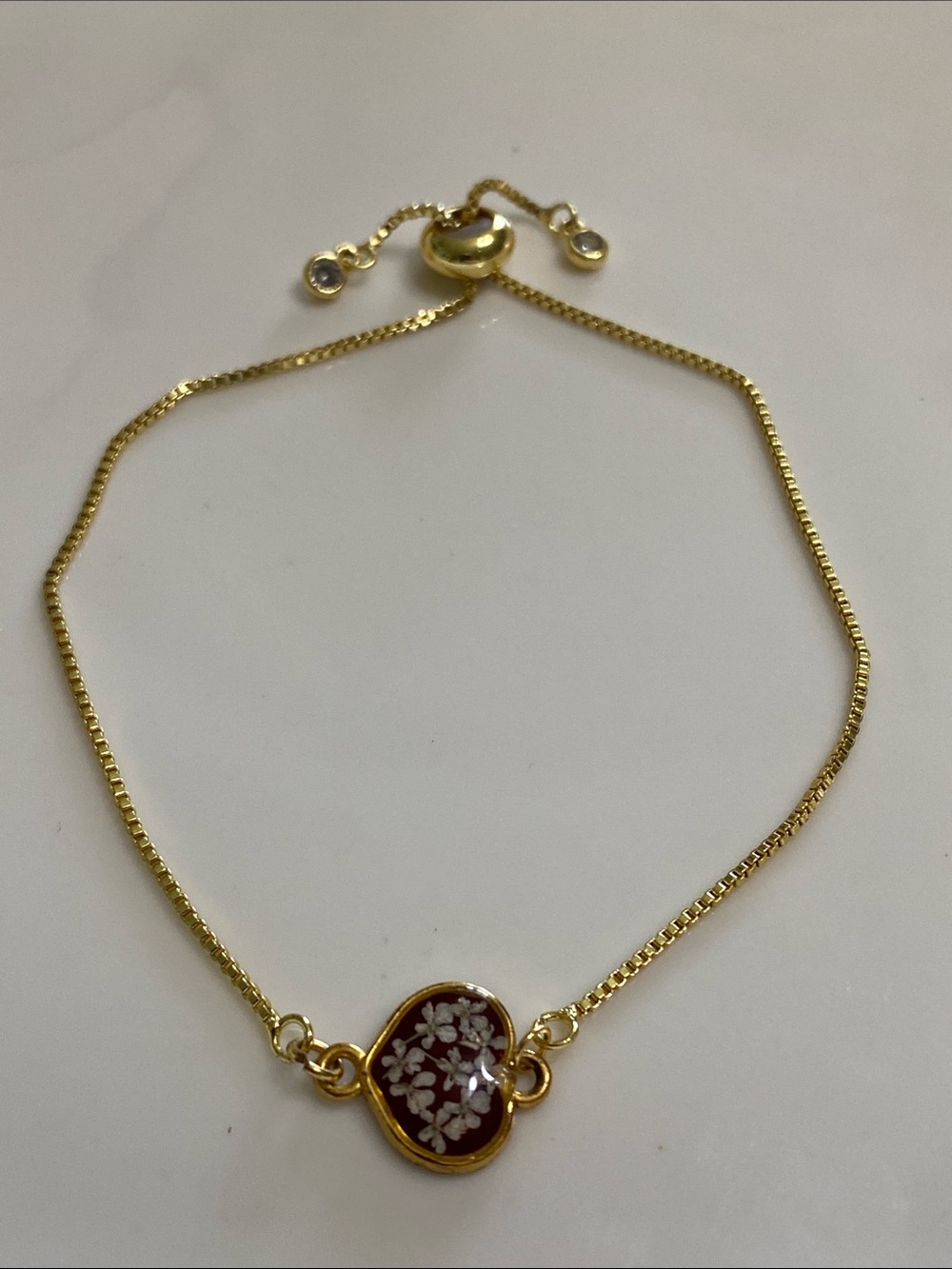 Gold-Plated Floral Oval Bracelet